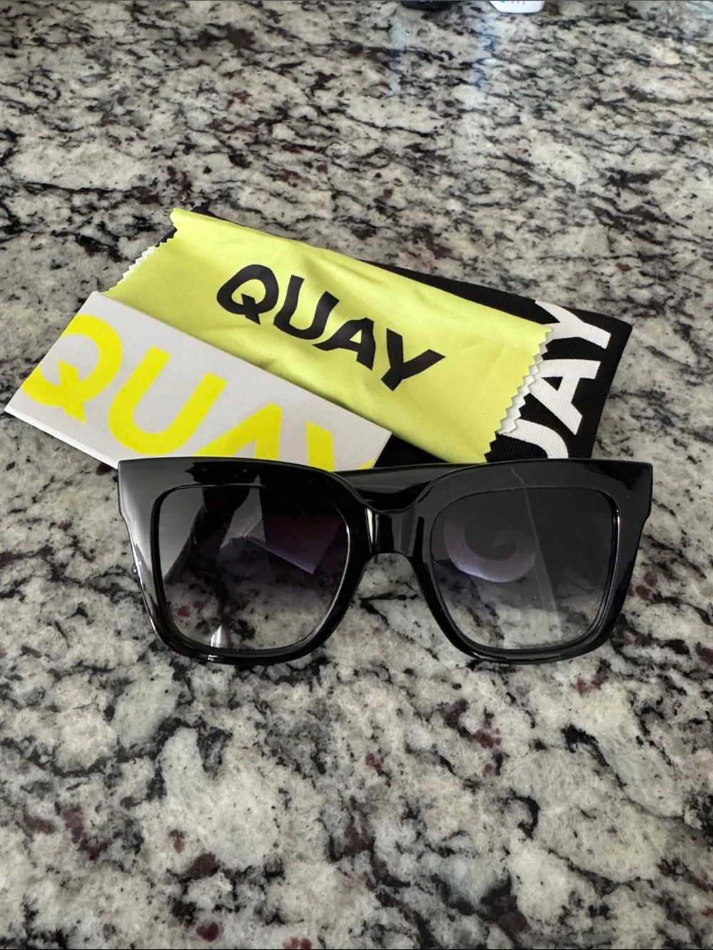 Quay Australia Black Oversized Square Sunglasses with Gradient Lenses
